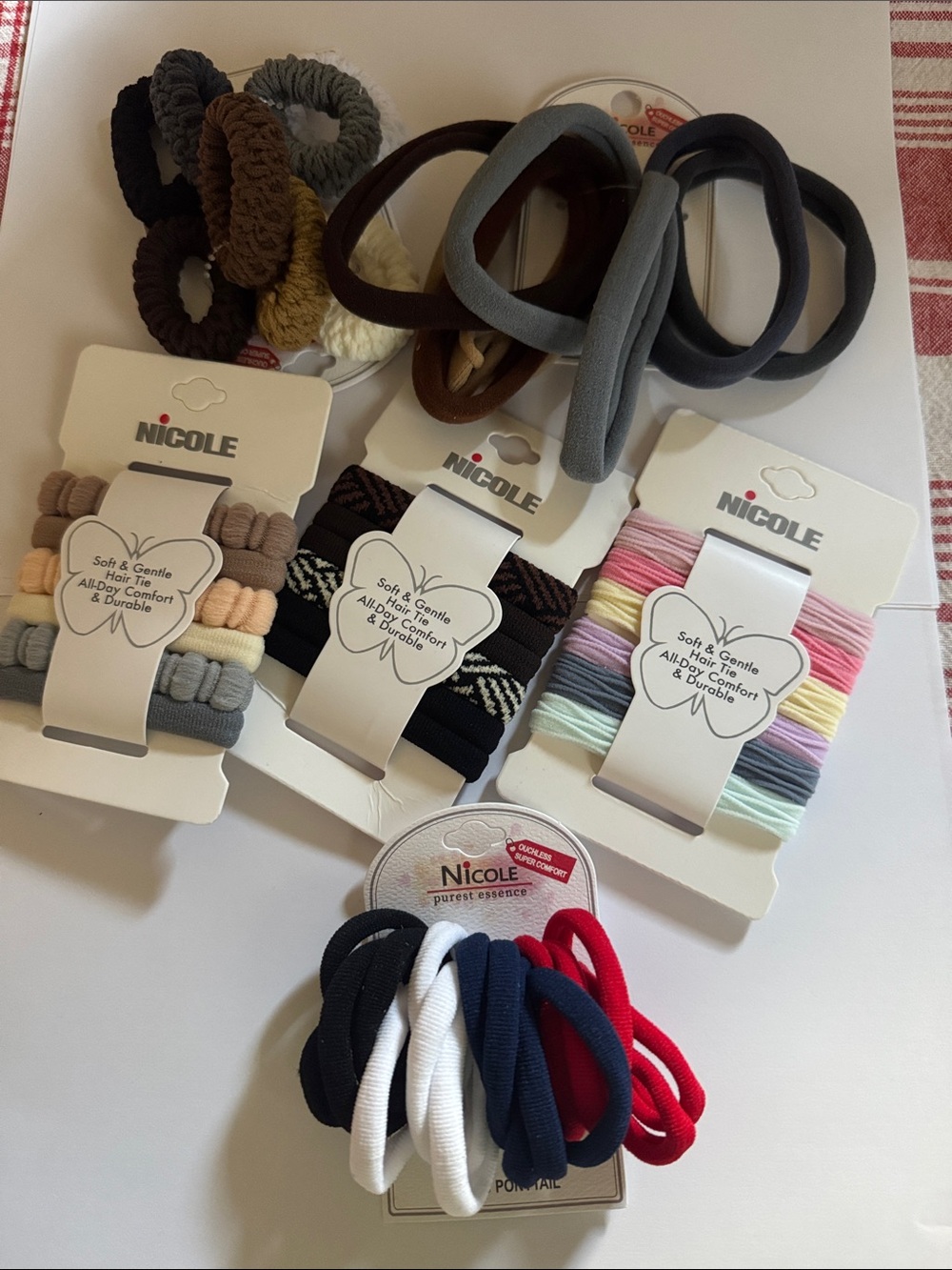 Nicole soft&getle Elastic Hair Tie Set Assorted Colors 6sets 52 ties